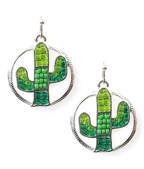 MULTI SEEDBEAD CACTUS EARRING