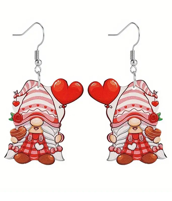 Valentine theme gnome acrylic earring