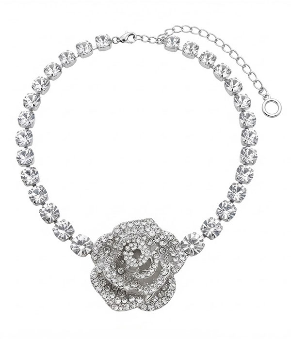 Rhinestone rose necklace