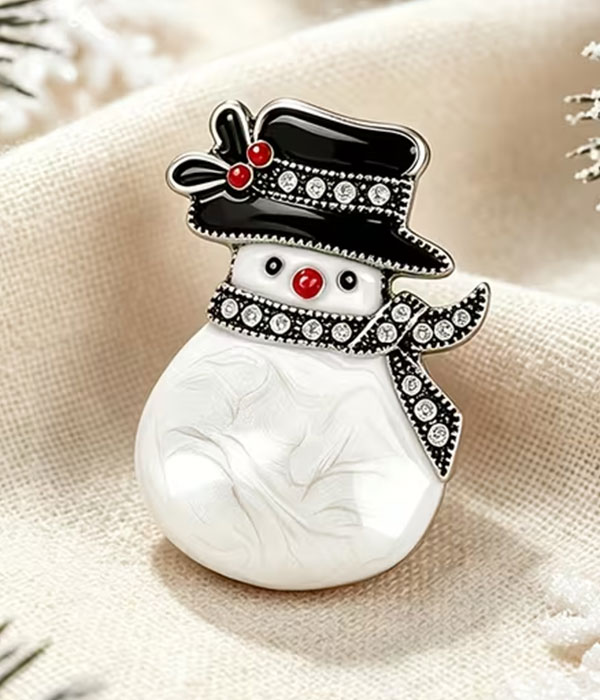 Christmas epoxy snowman brooch
