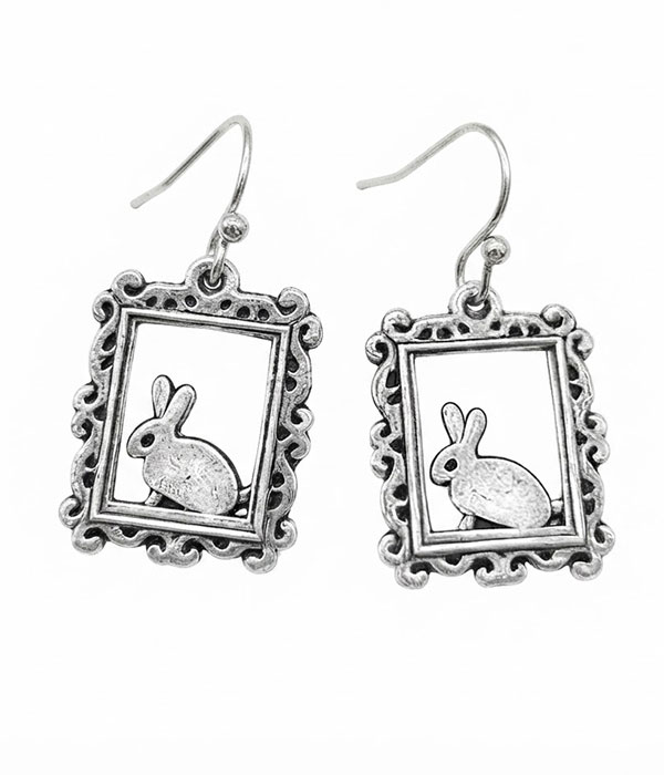 Rabbit in frame earring