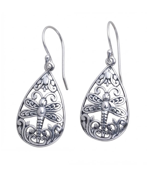 Dragonfly teardrop earring