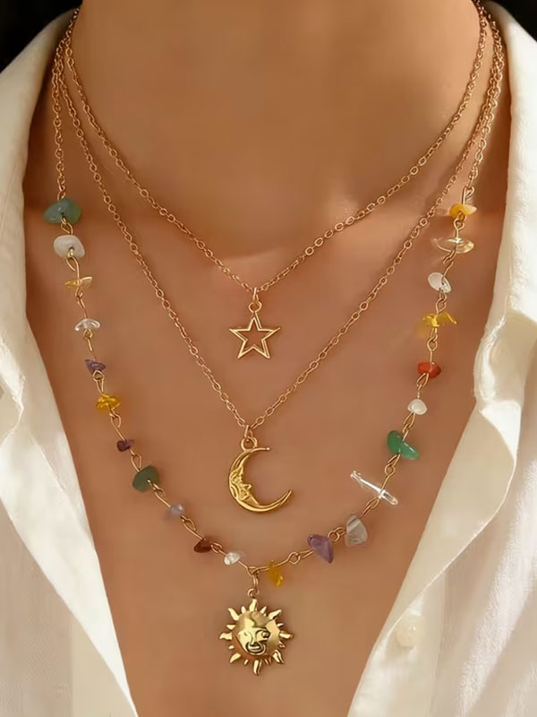 Sun and moon 3 necklace set