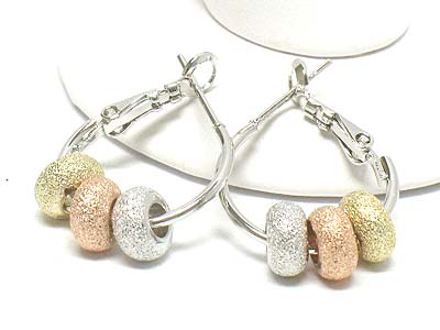 Made in korea whitegold plating tri tone small bead charm earring