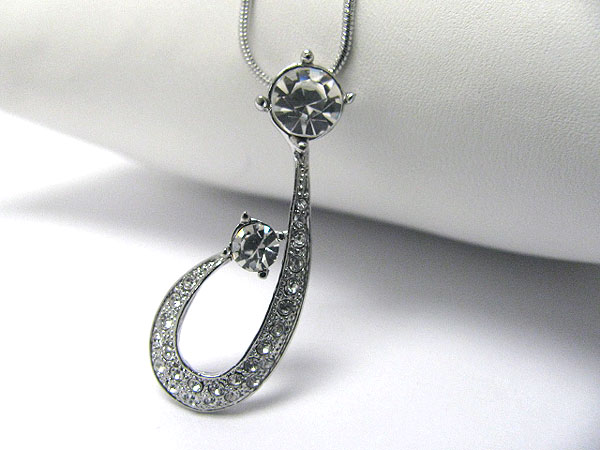 Crystal edged initial j pendant necklace