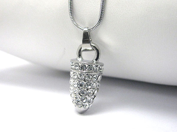 Crystal stud bullet pendant necklace