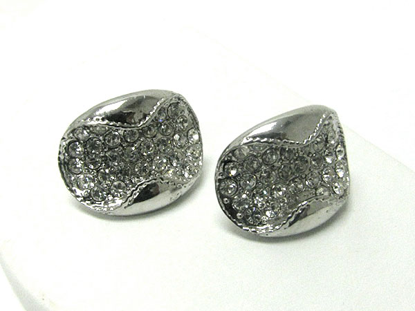 Crystal stud oval hollow earring