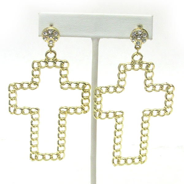 CHAIN CROSS DROP EARRING