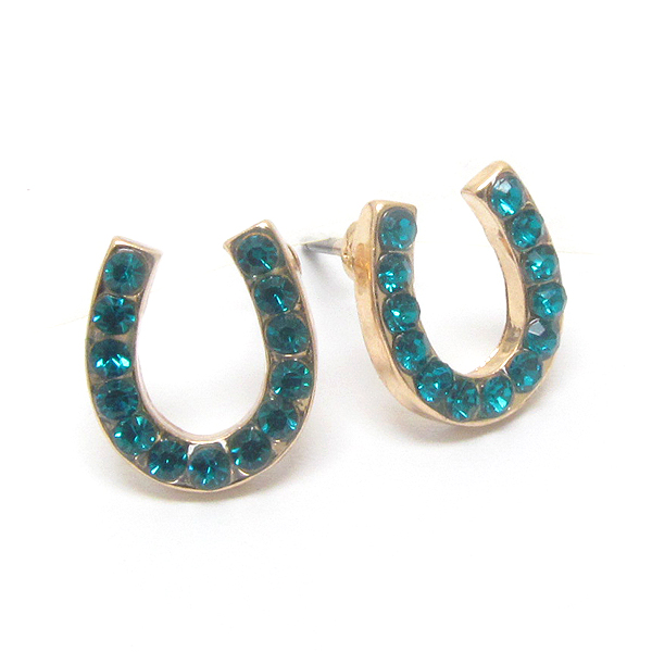 Premier electro platingcrystal deco horseshoe stud earring