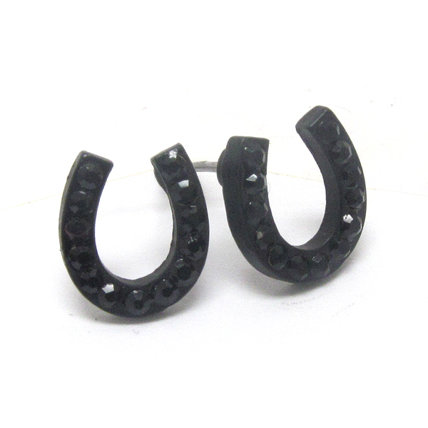 Premier electro plating crystal deco horseshoe stud earring