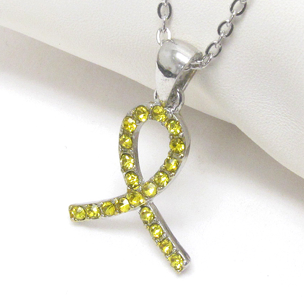 Premier electro plating crystal deco ribbon or bow pendant necklace