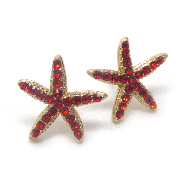 Premier electro plating crystal deco starfish stud earring - sea life
