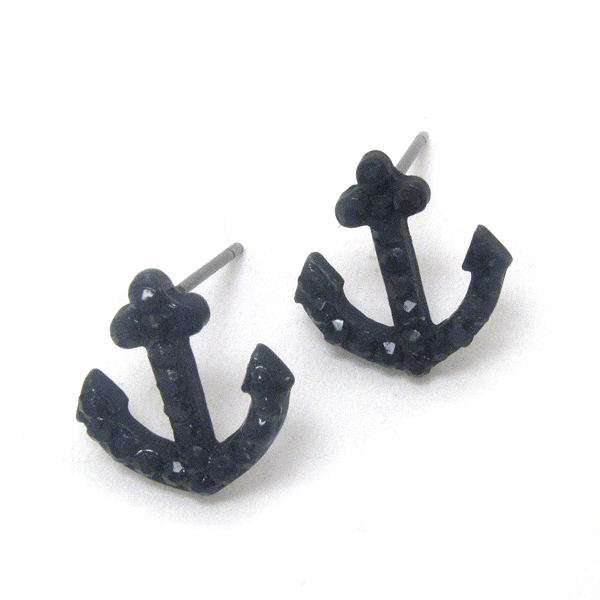 Premier electro plating crystal deco anchor stud earring