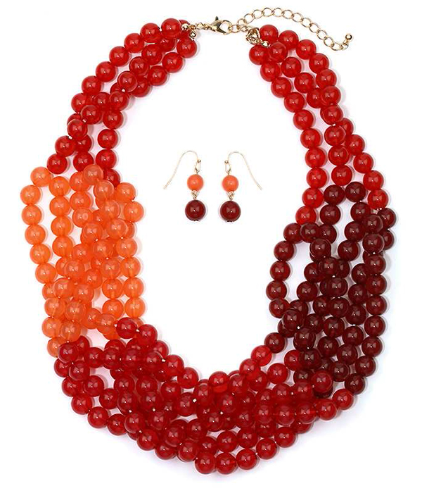 Multi bead and color twist necklace set