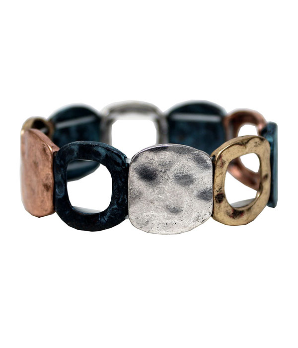 Tri tone metal stretch bracelet
