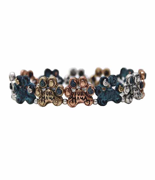 MULTI PAW PRINT STRETCH BRACELET