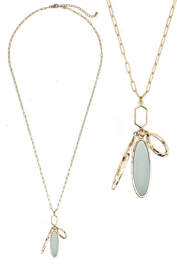 SEMI PRECIOUS STONE PENDANT LONG NECKLACE