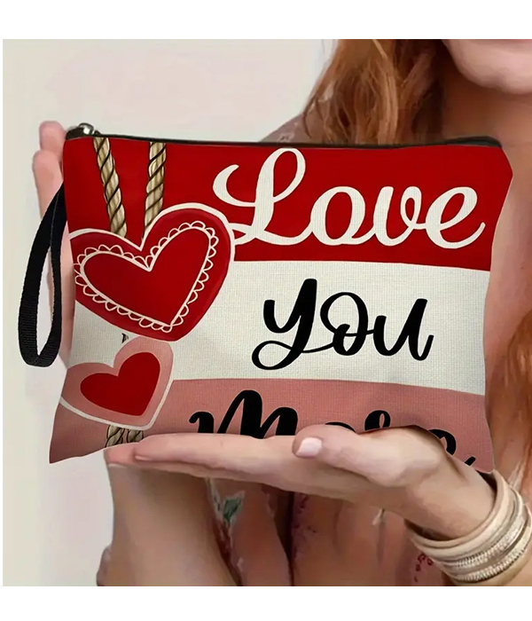 Valentine theme cosmetic makeup bag - love heart