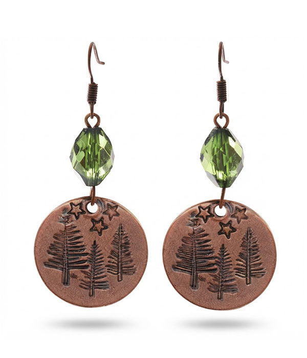 Rustic forest coin dangle earrings