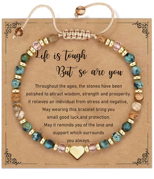 Adjustable pull tie heart bracelet