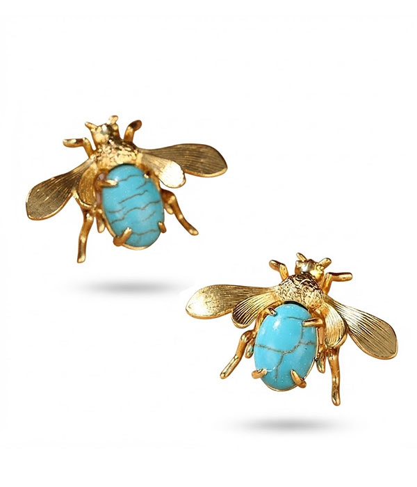 Turquoise bee earring