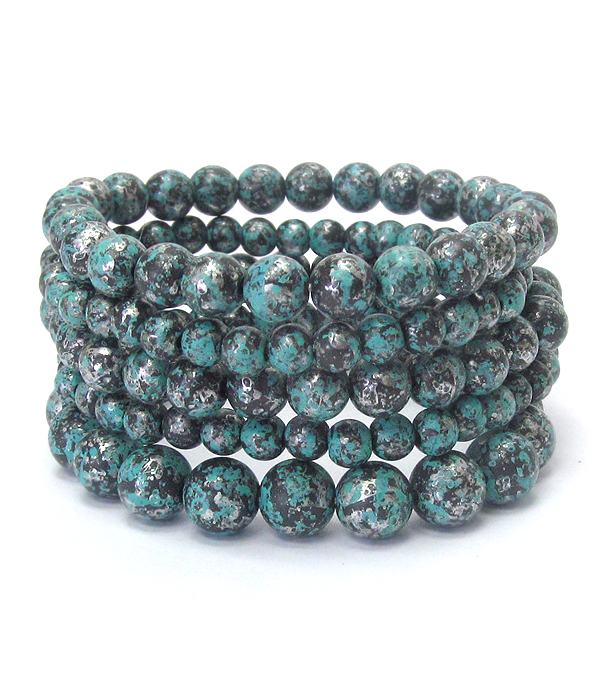 Multi patina ball stretch bracelet set
