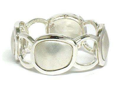 Uneven metal plate link double stretch bracelet