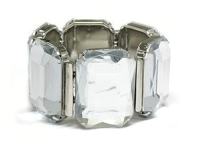 Large epoxy stone link double stretch bracelet