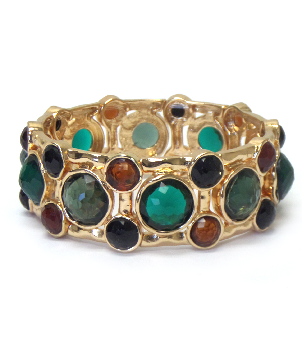Multi size stones metal bracelet