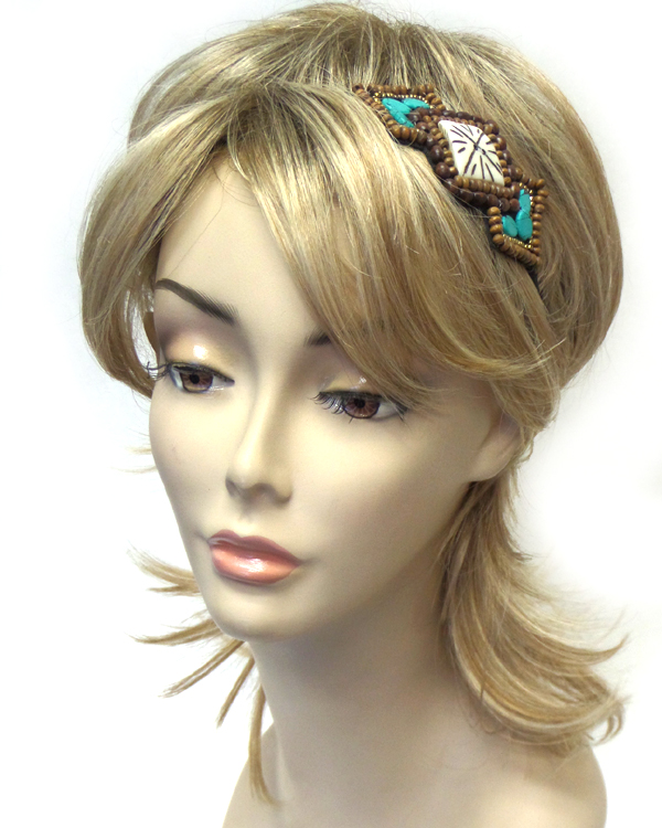 Turquoise stone beaded hairband 