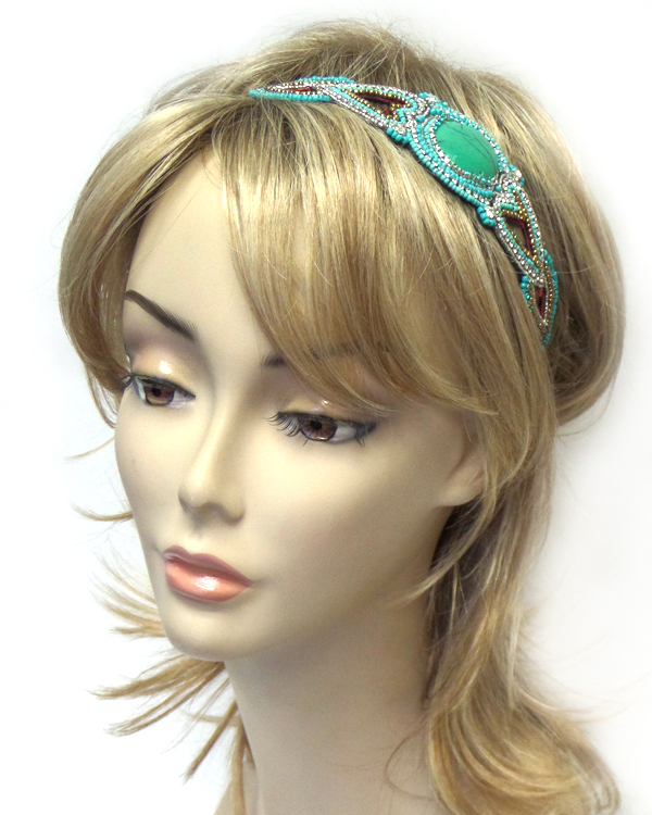Turquoise stone beaded hairband 
