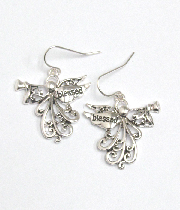 Metal filigree angel earring
