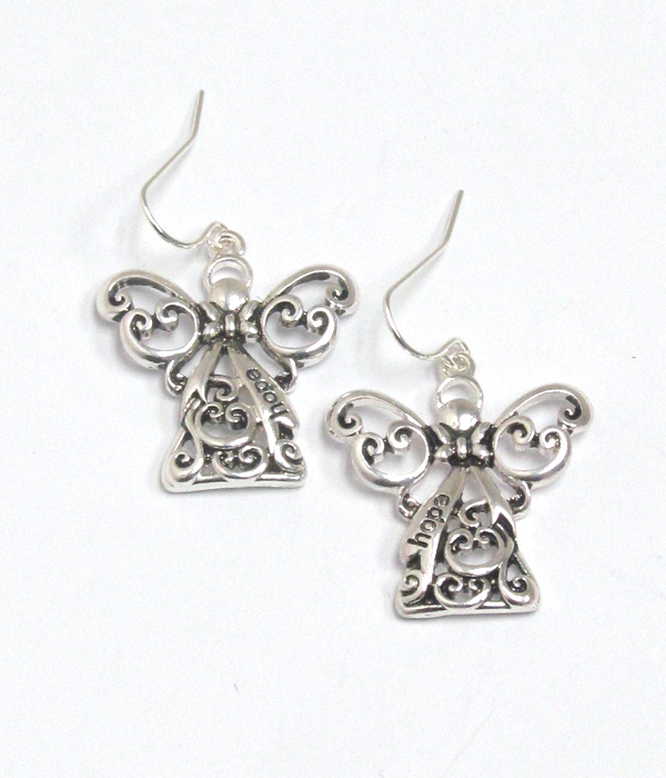 Metal filigree angel earring