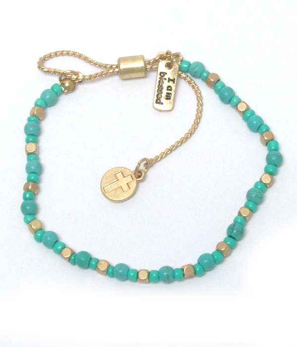 Seedbeads pull tie bracelet