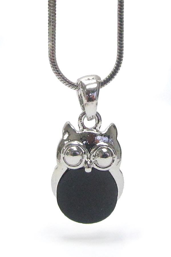 Made in korea whitegold plating mother of pearl owl pendant necklace