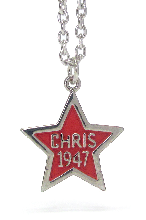 Made in korea whitegold plating chris star pendant necklace