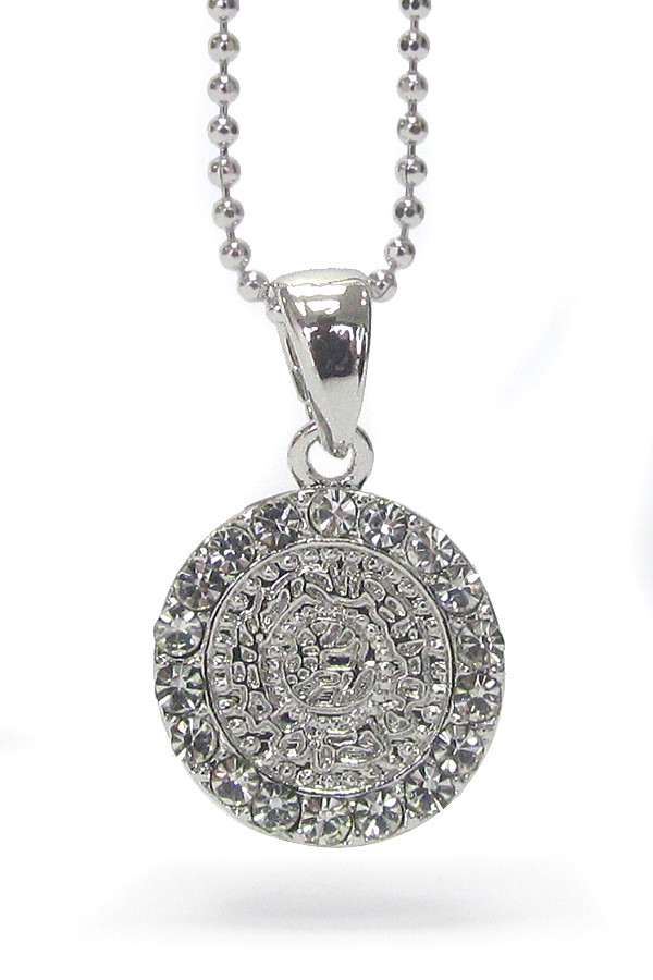 Made in korea whitegold plating crystal crystal disks pendant necklace