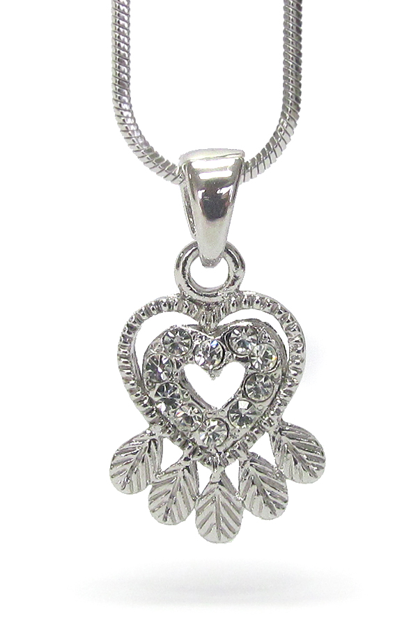 Made in korea whitegold plating crystal heart pendant necklace