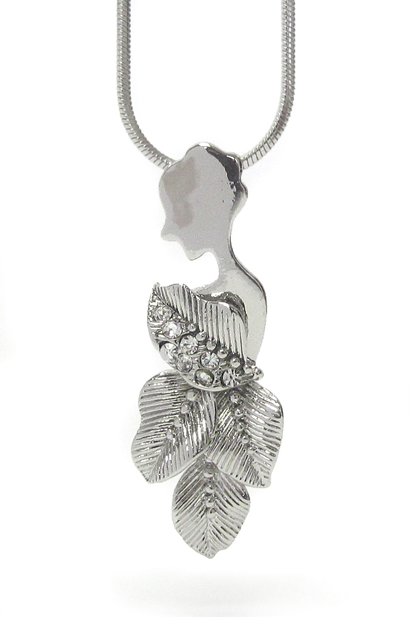 WHITEGOLD PLATING GODDESS PENDANT NECKLACE