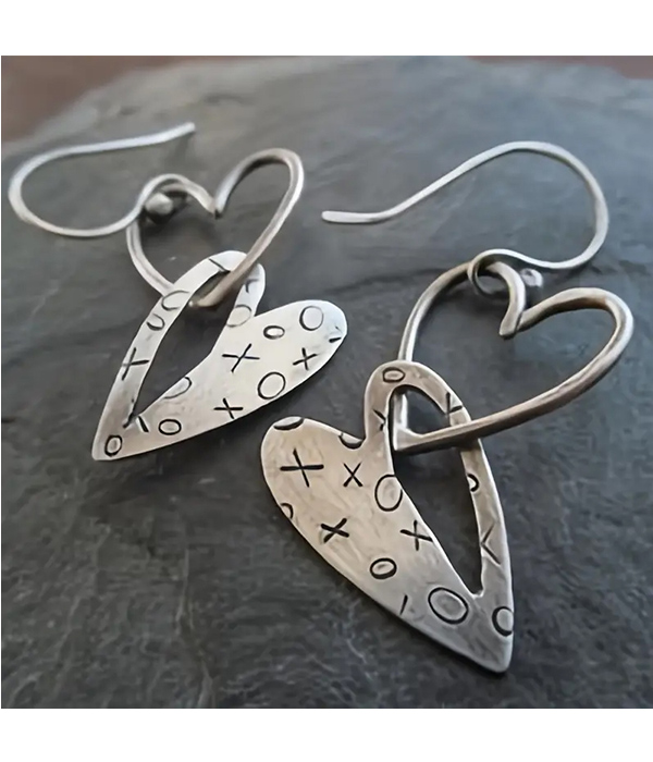 Valentine theme retro double heart earring