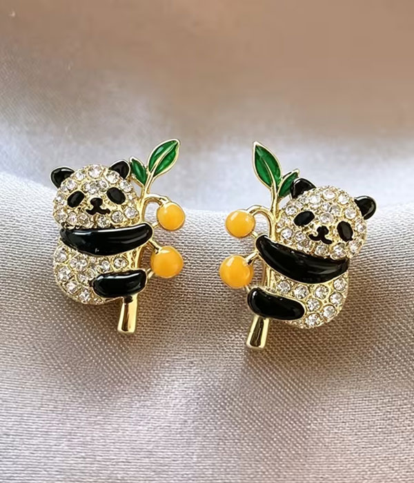 Epoxy panda earring