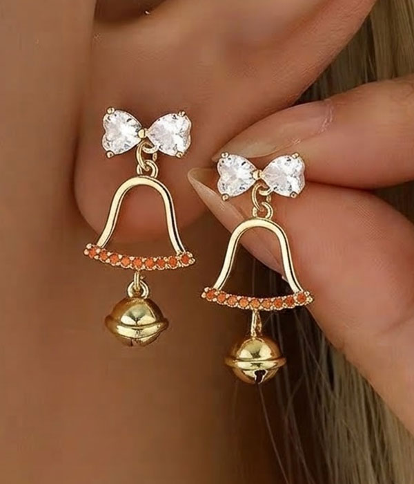 Bow and bell earring