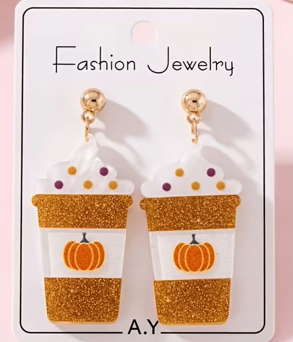 Pumpkin spice cup earring