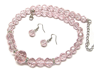 Genuine glass beads necklace and earring set