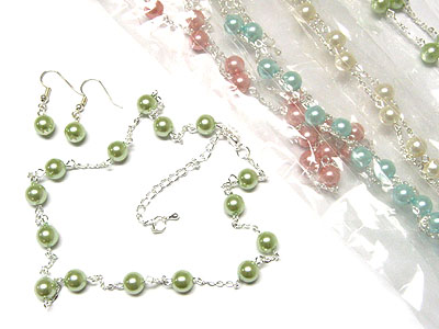 Dozen special - pearl beads long necklace and earring set