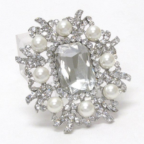 Pearl and crystal mix brooch or pin