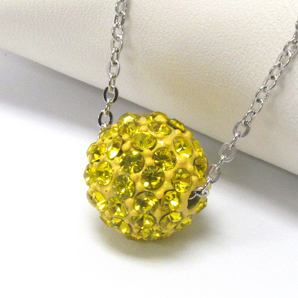 PREMIER ELECTRO PLATING CRYSTAL FIREBALL PENDANT NECKLACE