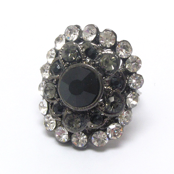 Multi crystal deco adjustable oval ring