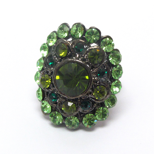 Multi crystal deco adjustable oval ring