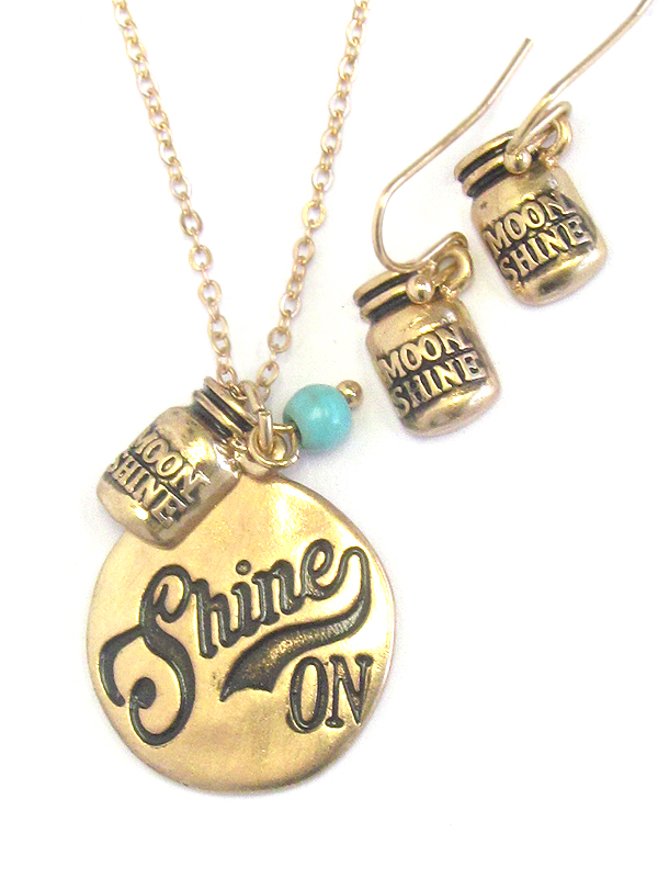 Disk pendant necklace set - shine on